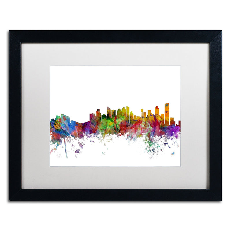 Trademark Fine Art ''Calgary Canada Skyline'' by Michael Tompsett 16" x 20" White Matted Black Frame (MT0767-B1620MF)
