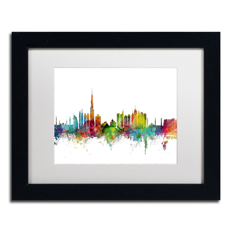Trademark Fine Art ''Dubai Skyline'' by Michael Tompsett 11" x 14" White Matted Black Frame (MT0771-B1114MF)
