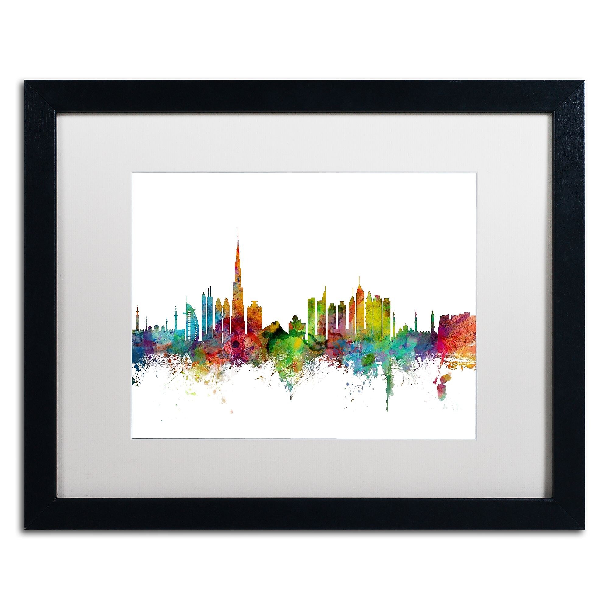 Trademark Fine Art ''Dubai Skyline'' by Michael Tompsett 16" x 20" White Matted Black Frame (MT0771-B1620MF)
