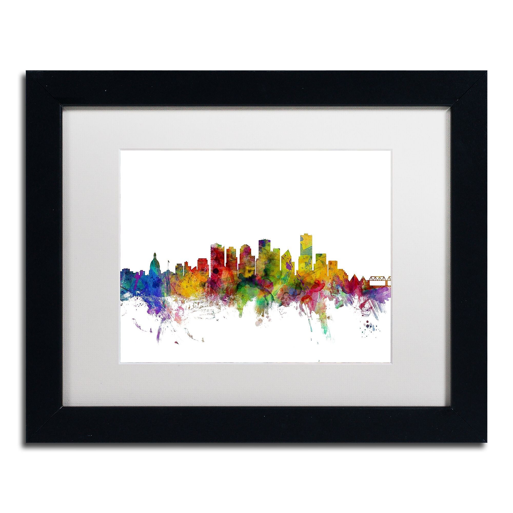 Trademark Fine Art ''Edmonton Canada Skyline'' by Michael Tompsett 11" x 14" Black Frame (MT0772-B1114MF)