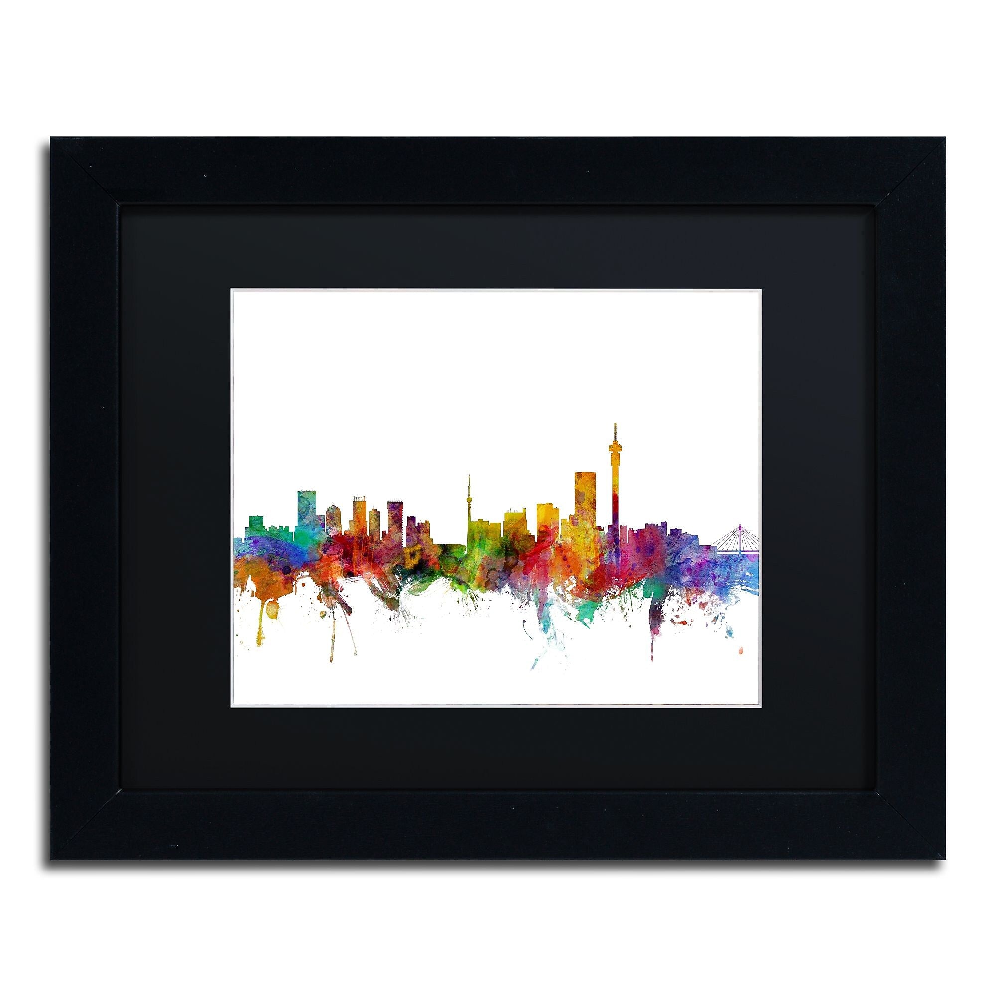 Trademark Fine Art ''Johannesburg South Africa Skyline'' by Michael Tompsett 11" x 14" Black Frame (MT0774-B1114BMF)