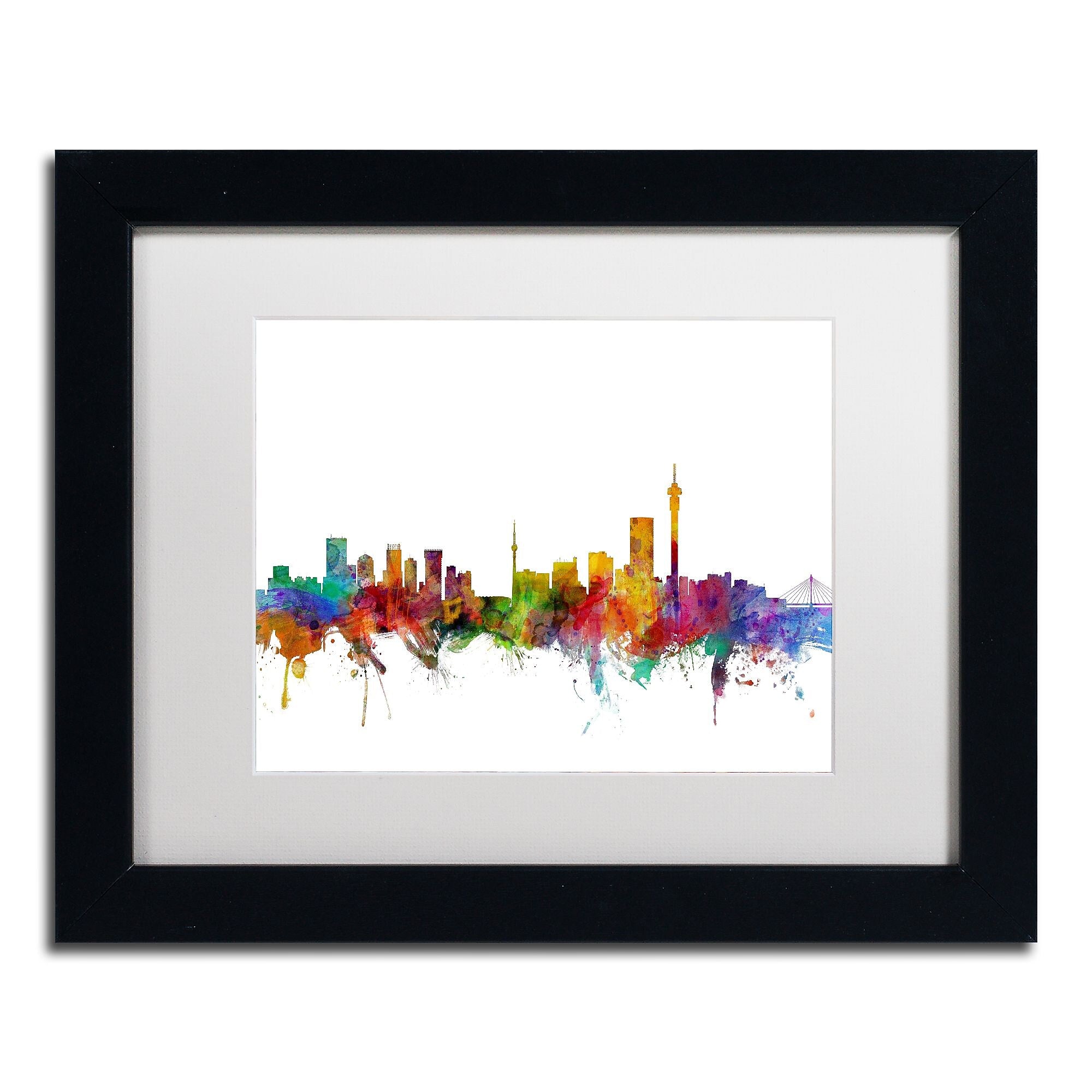 Trademark Fine Art ''Johannesburg South Africa Skyline'' by Michael Tompsett 11" x 14"  Black Frame (MT0774-B1114MF)