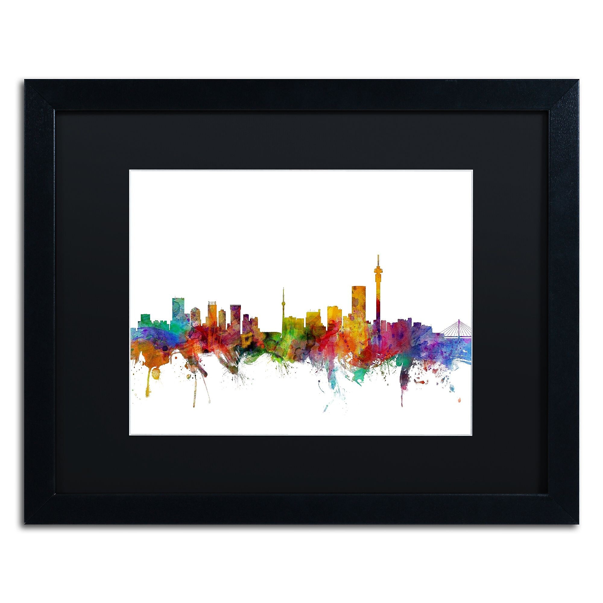 Trademark Fine Art ''Johannesburg South Africa Skyline'' by Michael Tompsett 16" x 20" Black Frame (MT0774-B1620BMF)