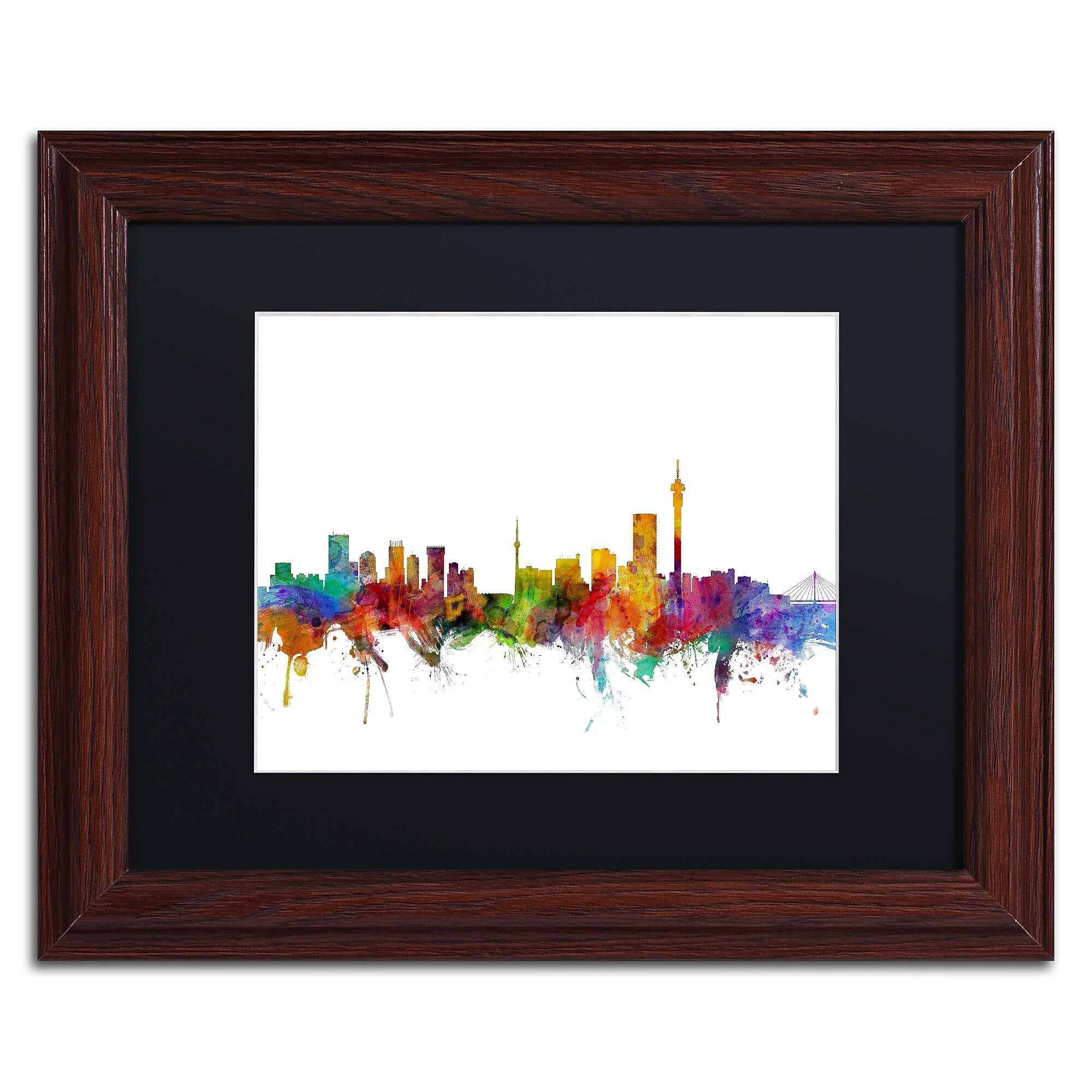 Trademark Fine Art ''Johannesburg South Africa Skyline'' by Michael Tompsett 11" x 14" Wood Frame (MT0774-W1114BMF)