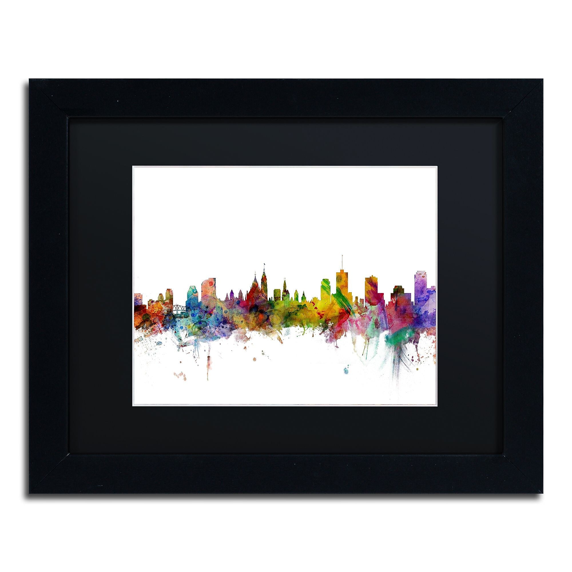 Trademark Fine Art ''Ottawa Canada Skyline'' by Michael Tompsett 11" x 14"Black Frame (MT0779-B1114BMF)