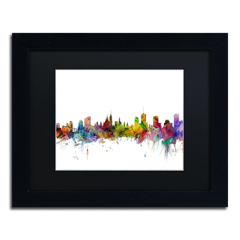 Trademark Fine Art ''Ottawa Canada Skyline'' by Michael Tompsett 11" x 14"Black Frame (MT0779-B1114BMF)