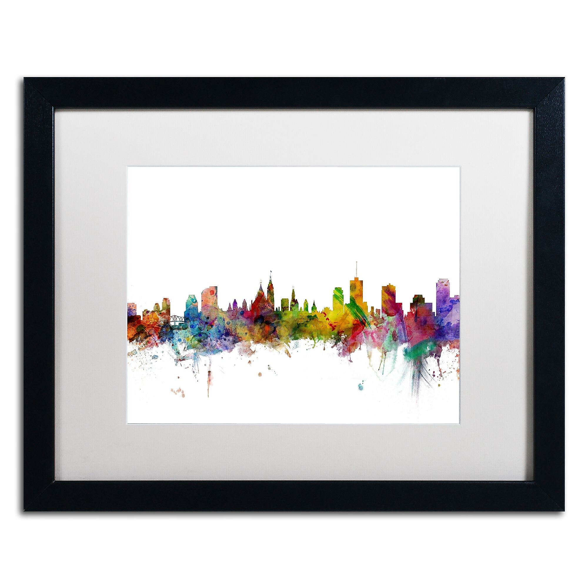 Trademark Fine Art ''Ottawa Canada Skyline'' by Michael Tompsett 16" x 20" White Matted Black Frame (MT0779-B1620MF)