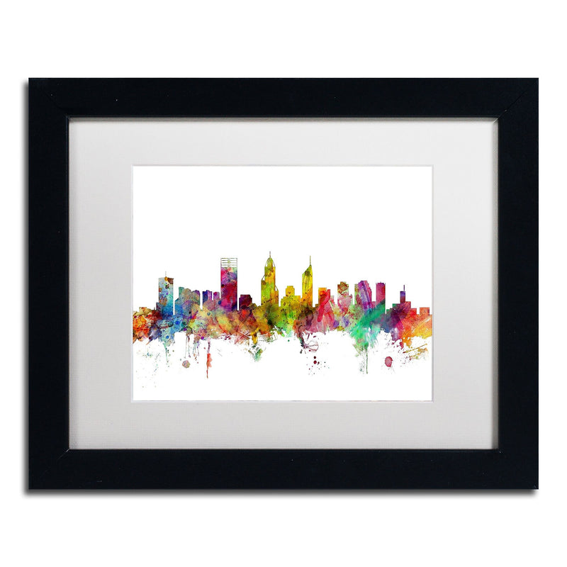 Trademark Fine Art ''Perth Australia Skyline'' by Michael Tompsett 11" x 14" Black Frame (MT0780-B1114MF)