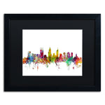 Trademark Fine Art ''Perth Australia Skyline'' by Michael Tompsett 16" x 20" Black Matted Black Frame (MT0780-B1620BMF)