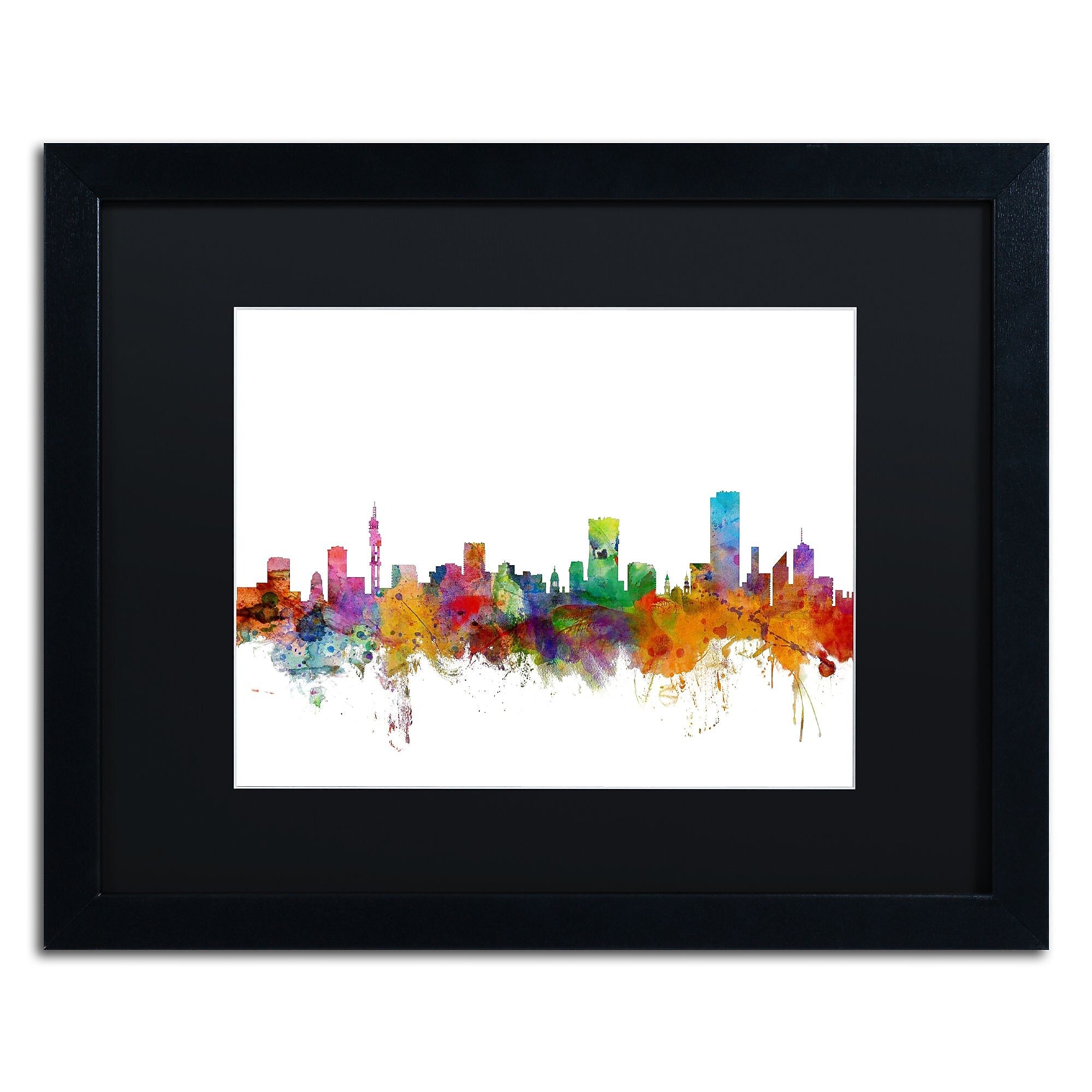 Trademark Fine Art ''Pretoria South Africa Skyline'' by Michael Tompsett 16" x 20" Black Matted Black Frame (MT0781-B1620BMF)