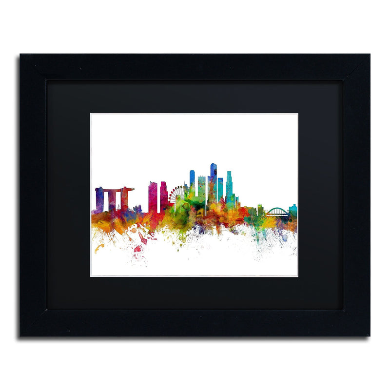 Trademark Fine Art ''Singapore Skyline II'' by Michael Tompsett 11" x 14"Black Frame (MT0783-B1114BMF)