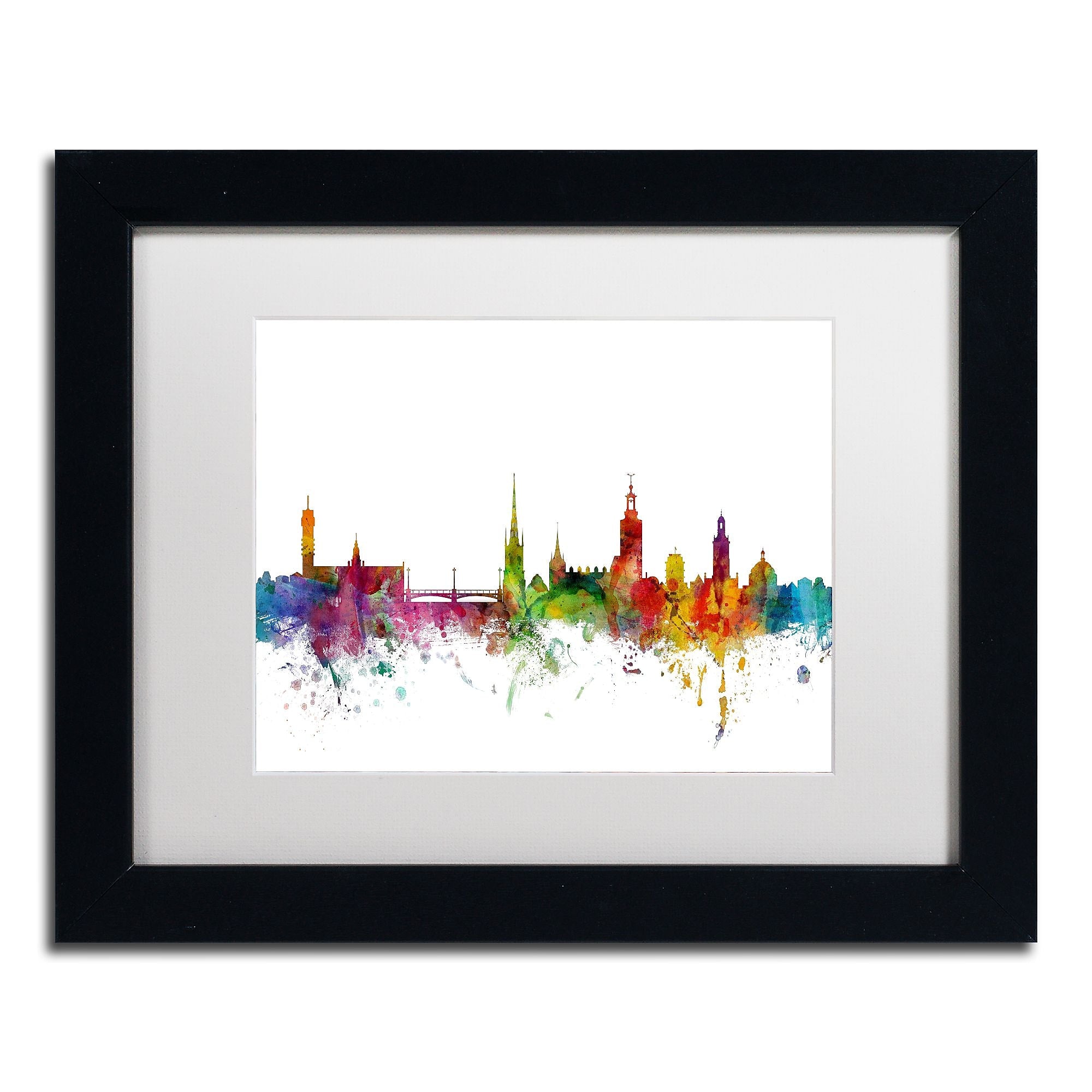 Trademark Fine Art ''Stockholm Sweden Skyline'' by Michael Tompsett 11" x 14" Black Frame (MT0784-B1114MF)