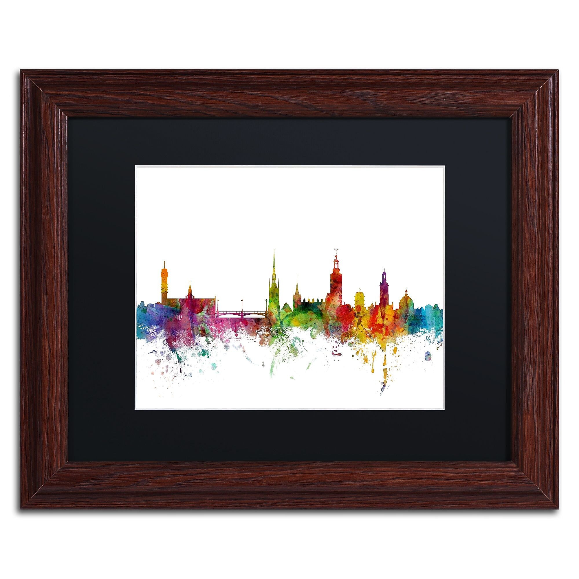 Trademark Fine Art ''Stockholm Sweden Skyline'' by Michael Tompsett 11" x 14"Wood Frame (MT0784-W1114BMF)
