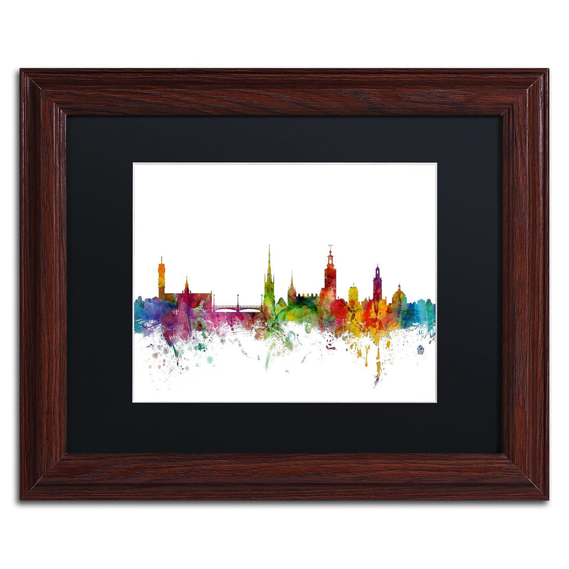 Trademark Fine Art ''Stockholm Sweden Skyline'' by Michael Tompsett 11" x 14"Wood Frame (MT0784-W1114BMF)