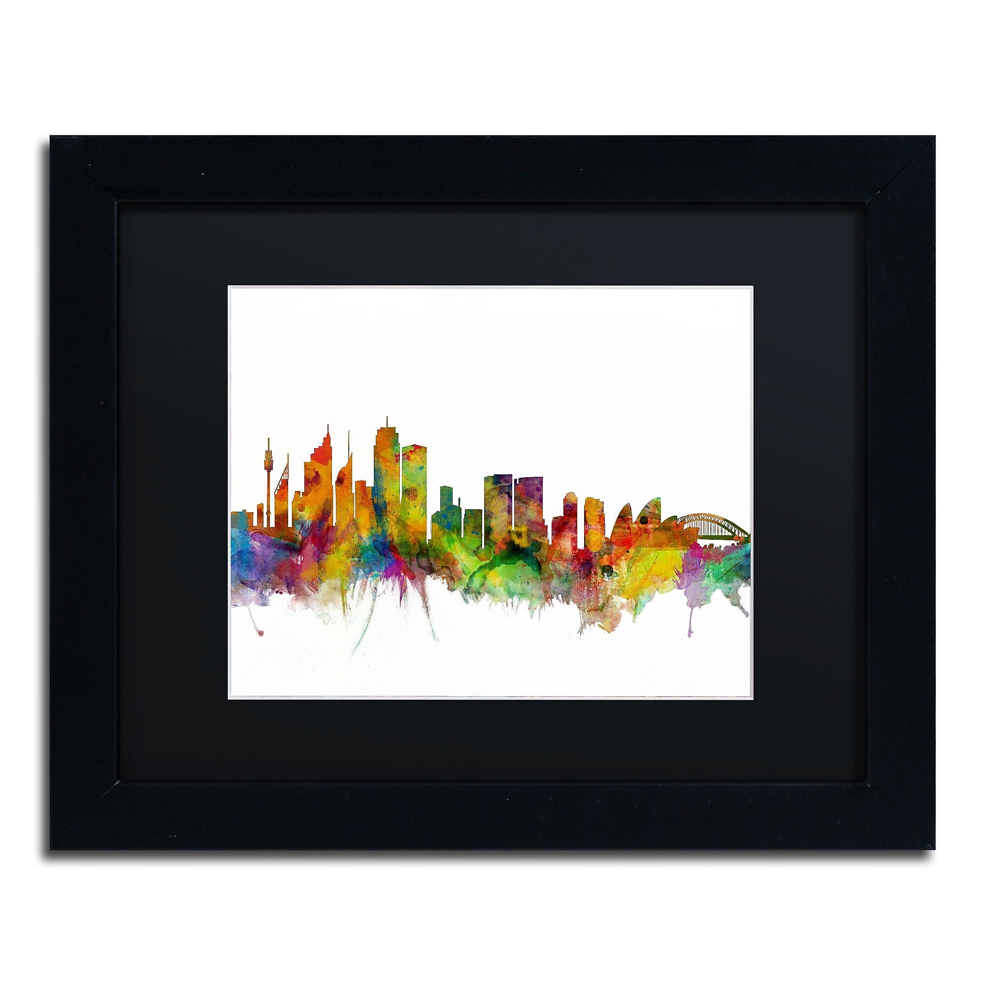 Trademark Fine Art ''Sydney Australia Skyline IV'' by Michael Tompsett 11" x 14"Black Frame (MT0785-B1114BMF)