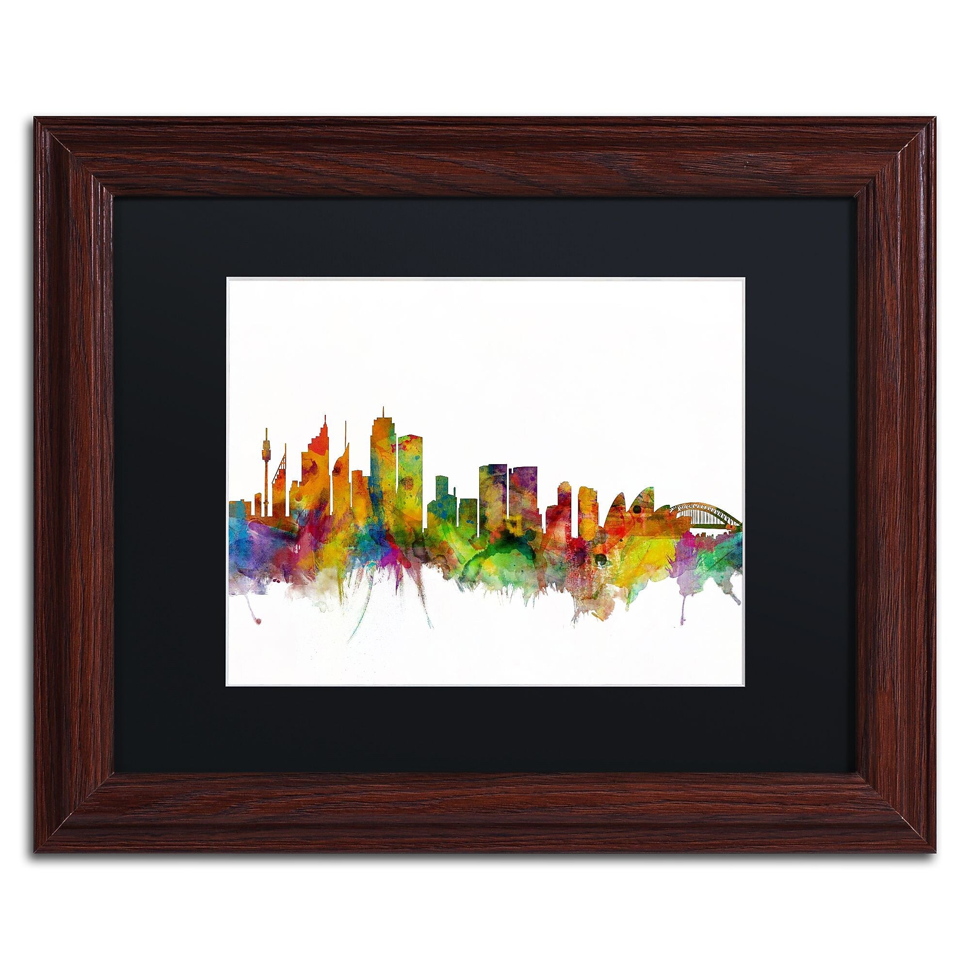 Trademark Fine Art ''Sydney Australia Skyline IV'' by Michael Tompsett 11" x 14"Wood Frame (MT0785-W1114BMF)