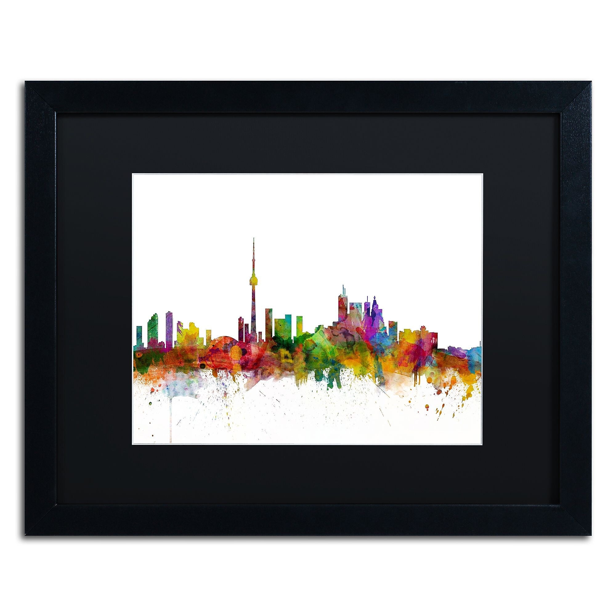 Trademark Fine Art ''Toronto Canada Skyline IV'' by Michael Tompsett 16" x 20" Black Matted Black Frame (MT0787-B1620BMF)