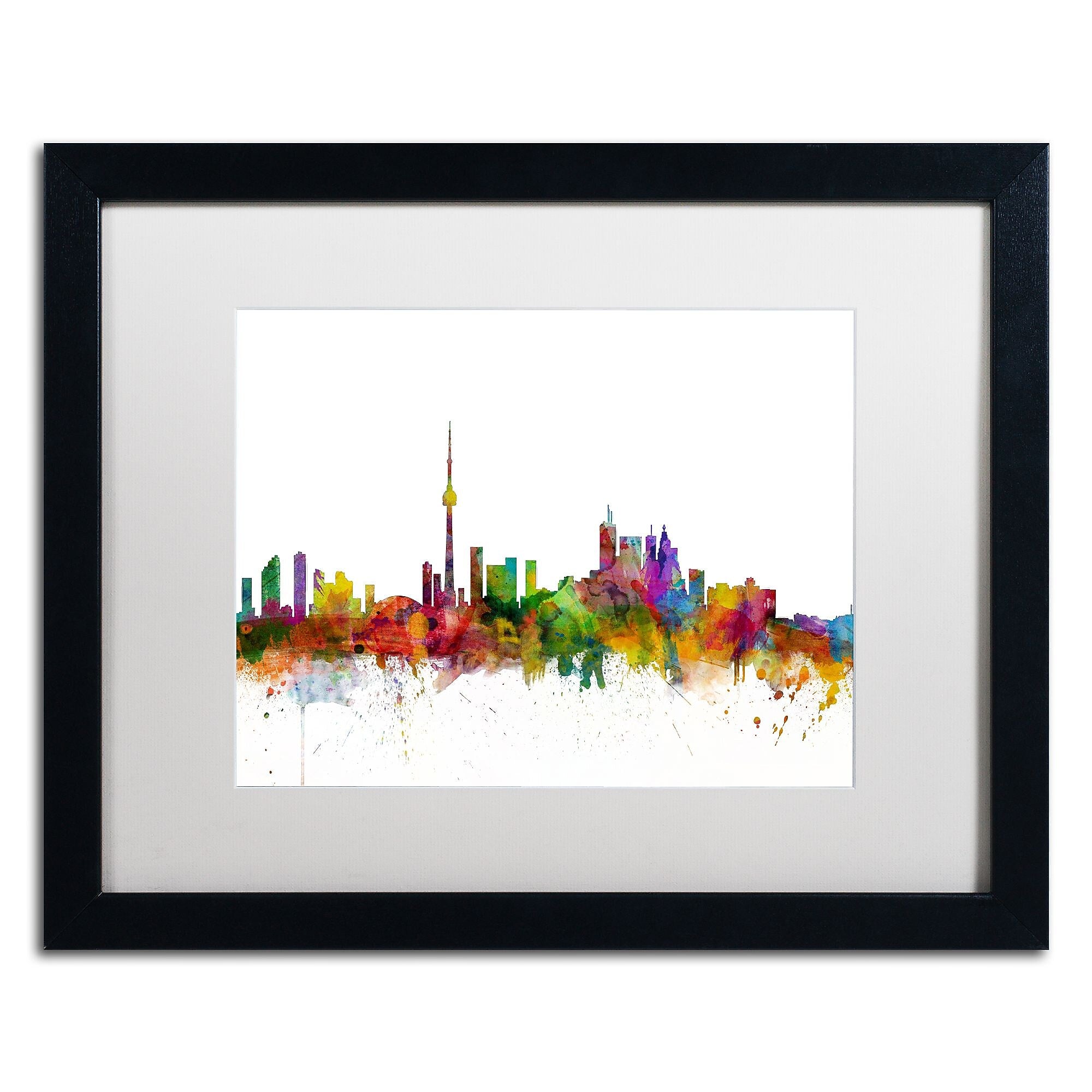 Trademark Fine Art ''Toronto Canada Skyline IV'' by Michael Tompsett 16" x 20" White Matted Black Frame (MT0787-B1620MF)