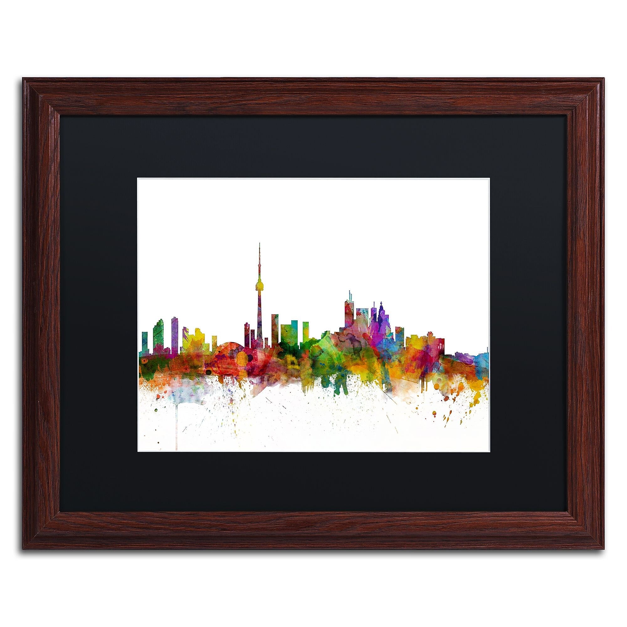 Trademark Fine Art ''Toronto Canada Skyline IV'' by Michael Tompsett 16" x 20" Black Matted Wood Frame (MT0787-W1620BMF)