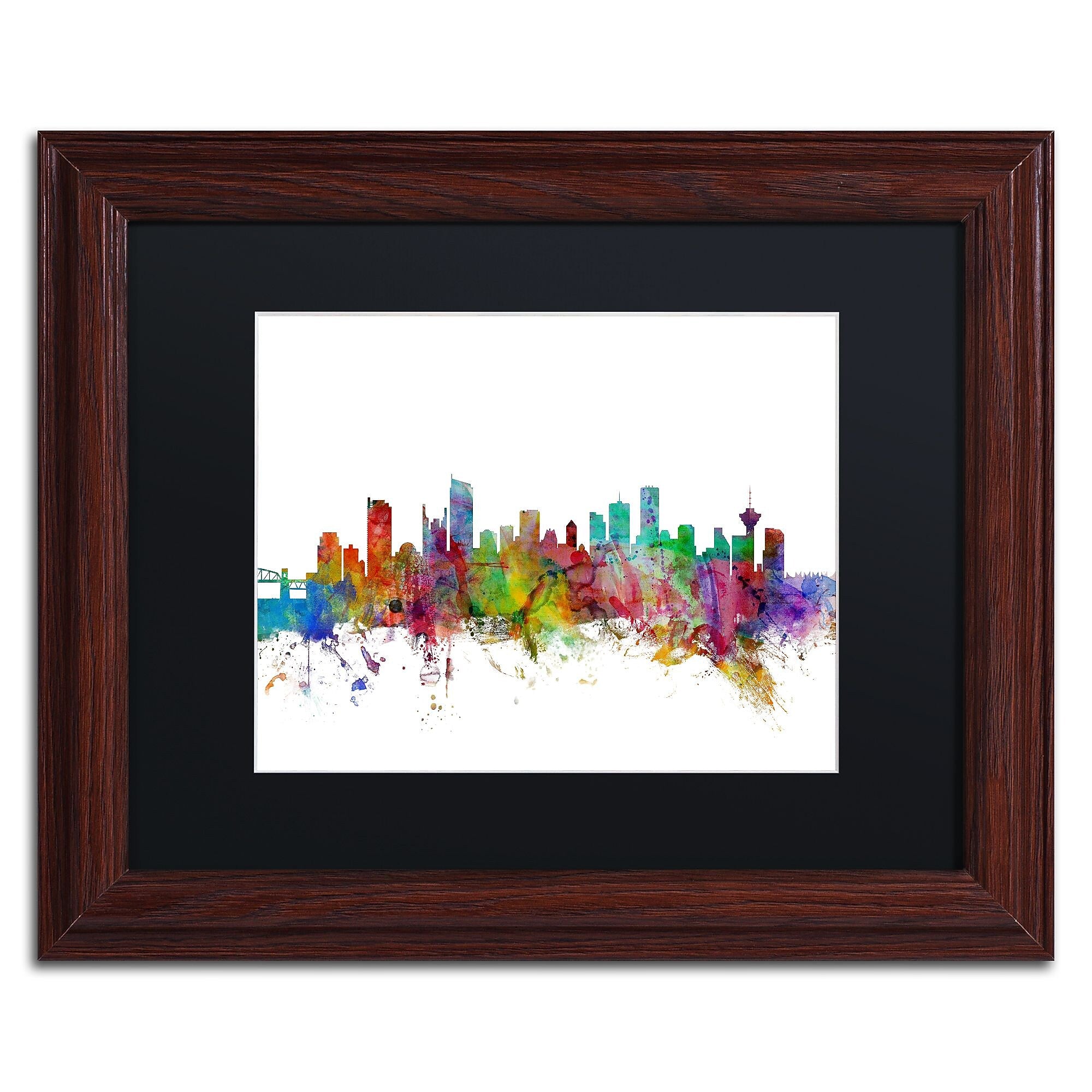 Trademark Fine Art ''Vancouver Canada Skyline'' by Michael Tompsett 11" x 14"Wood Frame (MT0788-W1114BMF)