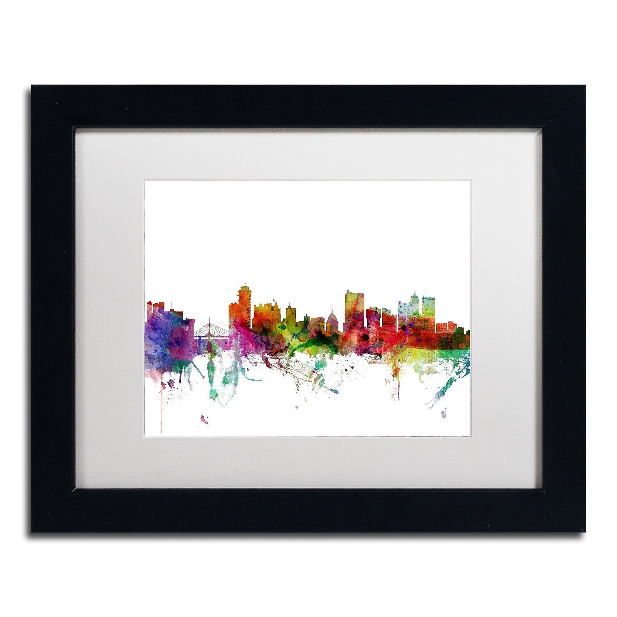 Trademark Fine Art ''Winnipeg Canada Skyline'' by Michael Tompsett 11" x 14" Black Frame (MT0791-B1114MF)