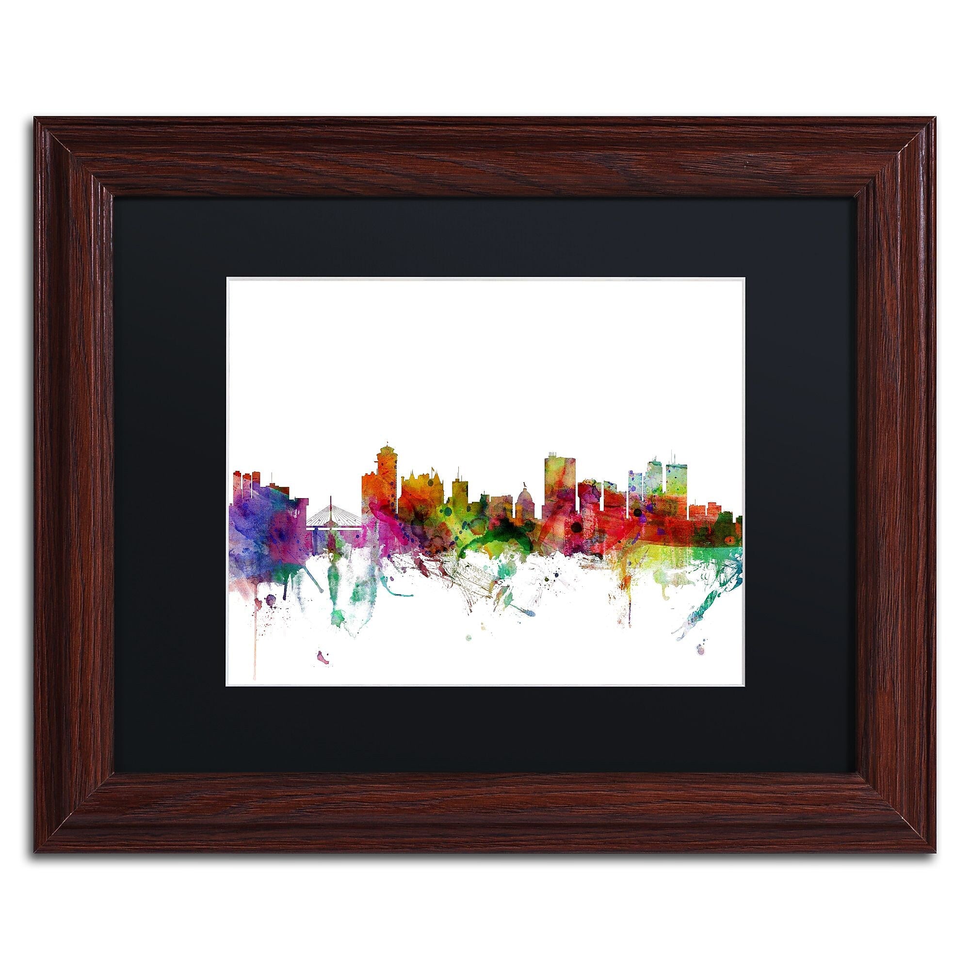 Trademark Fine Art ''Winnipeg Canada Skyline'' by Michael Tompsett 11" x 14"Wood Frame (MT0791-W1114BMF)