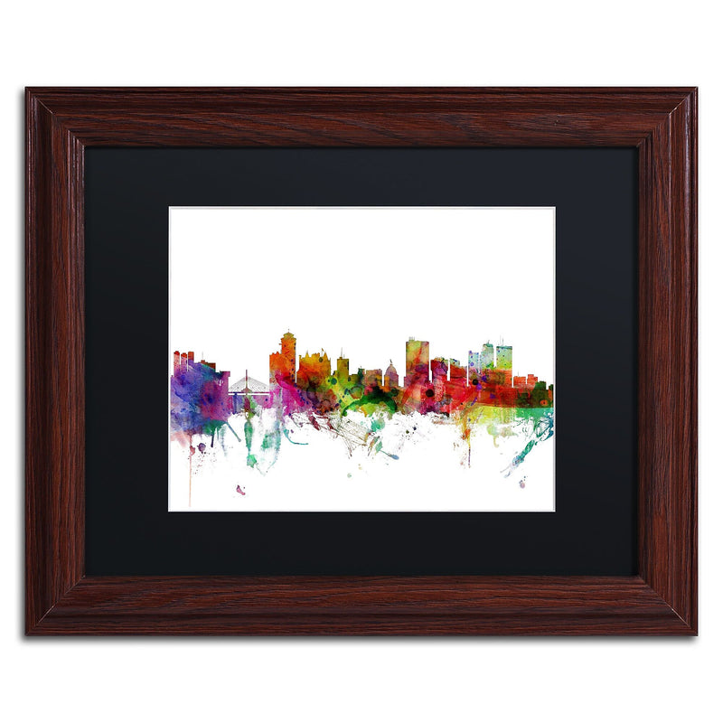 Trademark Fine Art ''Winnipeg Canada Skyline'' by Michael Tompsett 11" x 14"Wood Frame (MT0791-W1114BMF)
