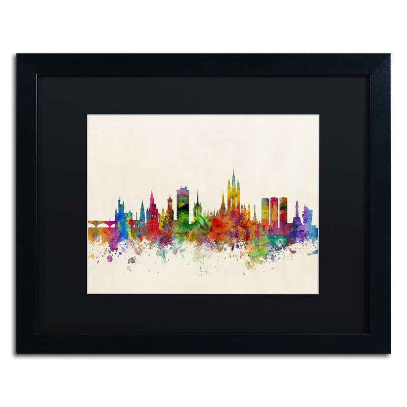 Trademark Fine Art ''Aberdeen Scotland Skyline'' by Michael Tompsett 16" x 20" Black Matted Black Frame (MT0793-B1620BMF)