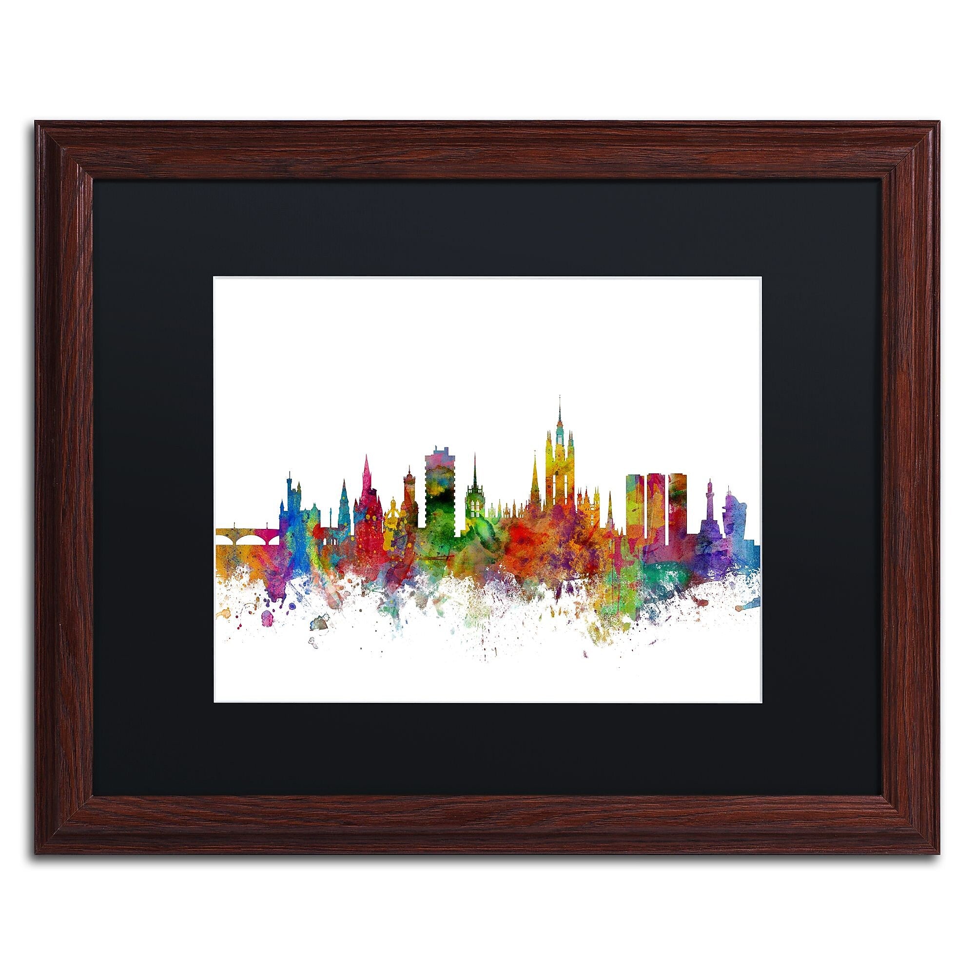 Trademark Fine Art ''Aberdeen Scotland Skyline II'' by Michael Tompsett 16" x 20" Black Matted Wood Frame (MT0794-W1620BMF)