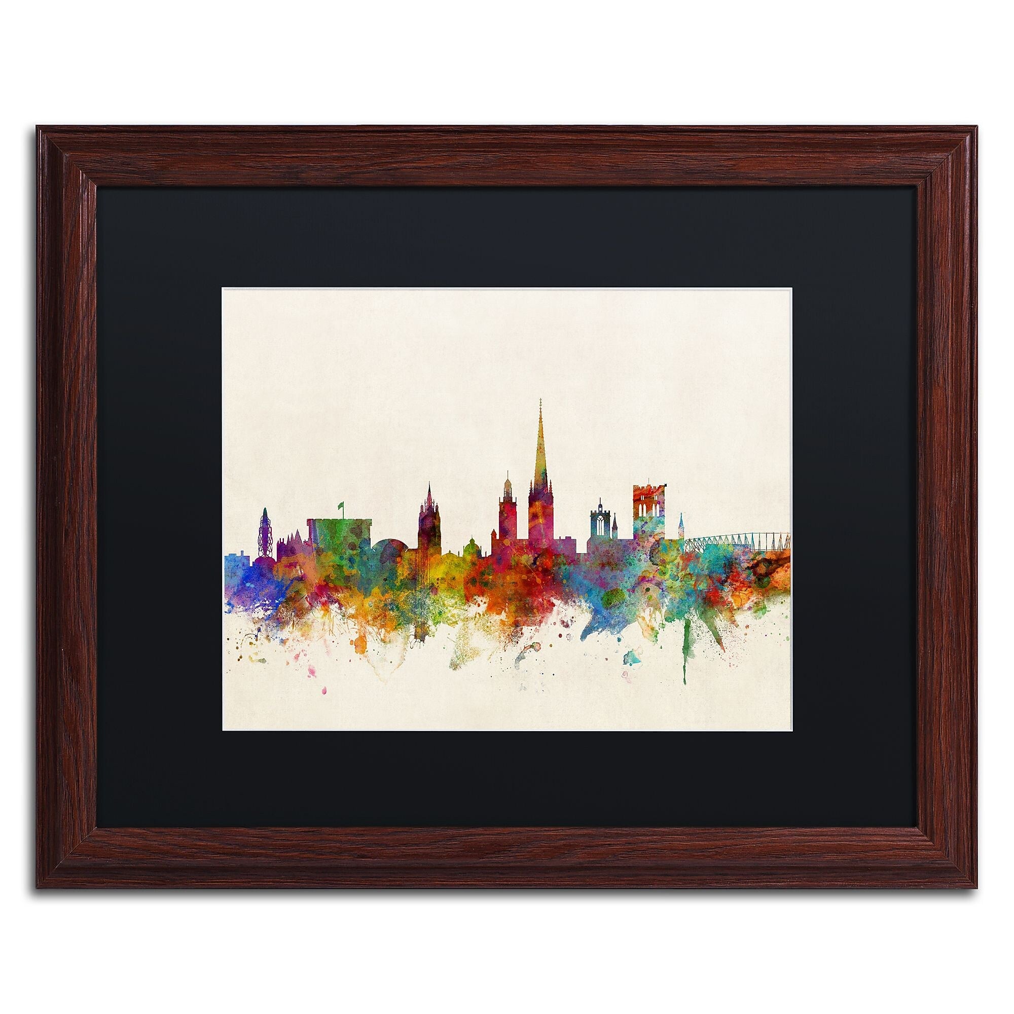 Trademark Fine Art ''Norwich England Skyline'' by Michael Tompsett 16" x 20" Black Matted Wood Frame (MT0795-W1620BMF)