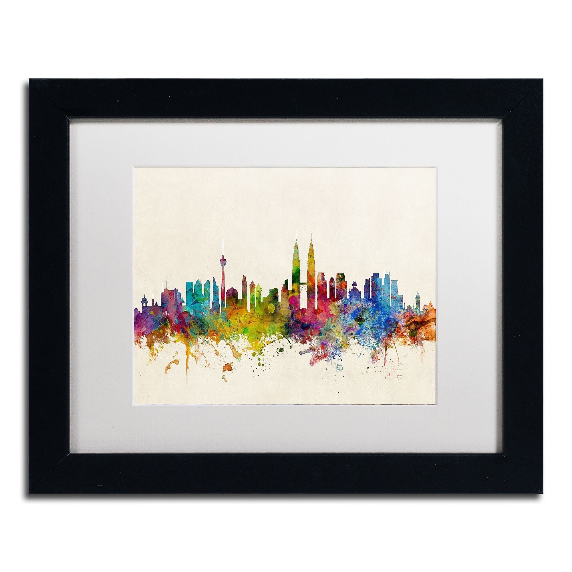 Trademark Fine Art ''Kuala Lumpur Malaysia Skyline'' by Michael Tompsett 11" x 14" Black Frame (MT0797-B1114MF)