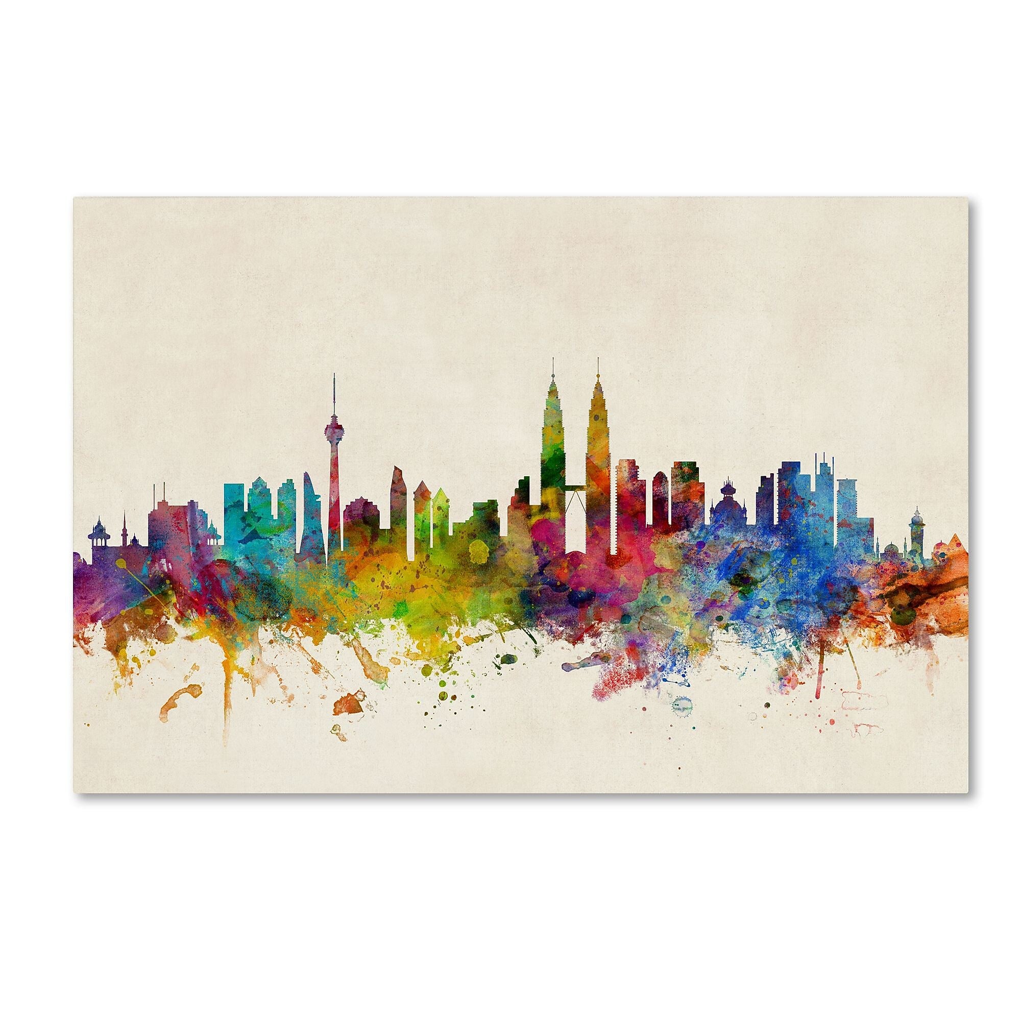 Trademark Fine Art ''Kuala Lumpur Malaysia Skyline'' by Michael Tompsett 30" x 47" Canvas Art (MT0797-C3047GG)