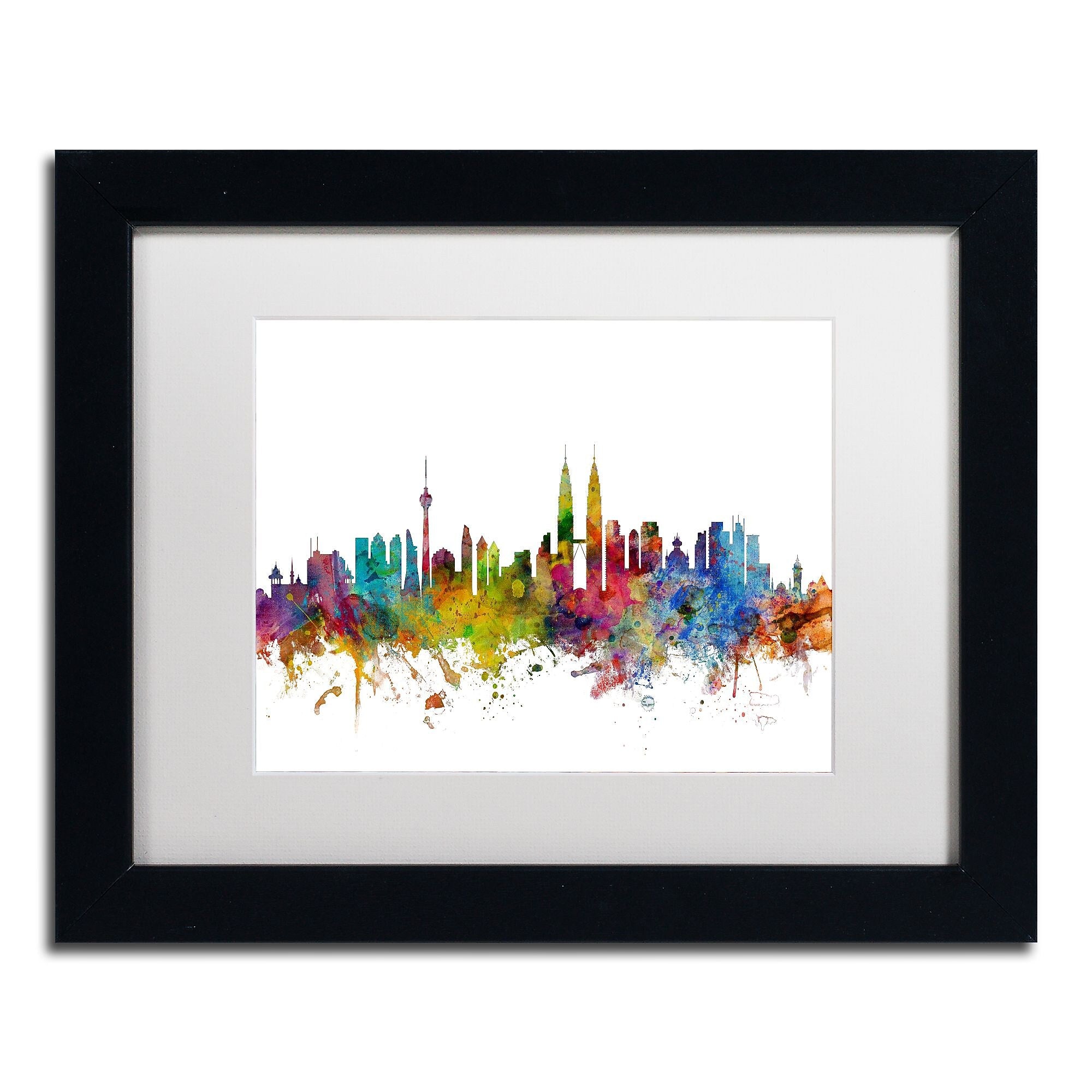 Trademark Fine Art ''Kuala Lumpur Malaysia Skyline II'' by Michael Tompsett 11" x 14" Black Frame (MT0798-B1114MF)