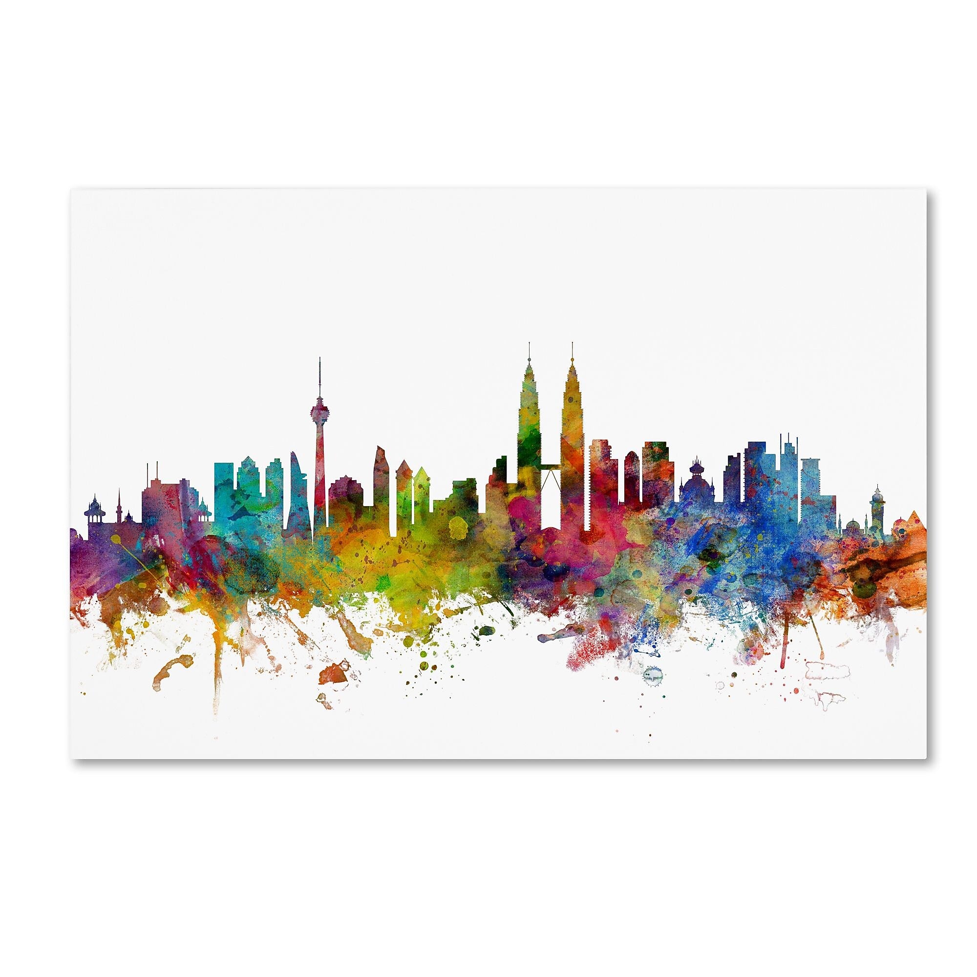 Trademark Fine Art ''Kuala Lumpur Malaysia Skyline'' by Michael Tompsett 30" x 47" Canvas Art (MT0798-C3047GG)