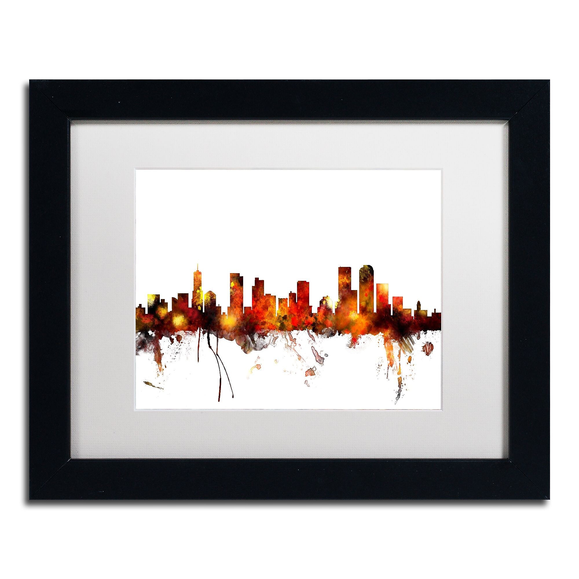 Trademark Fine Art ''Denver Colorado Skyline II'' by Michael Tompsett 11" x 14" Black Frame (MT0799-B1114MF)