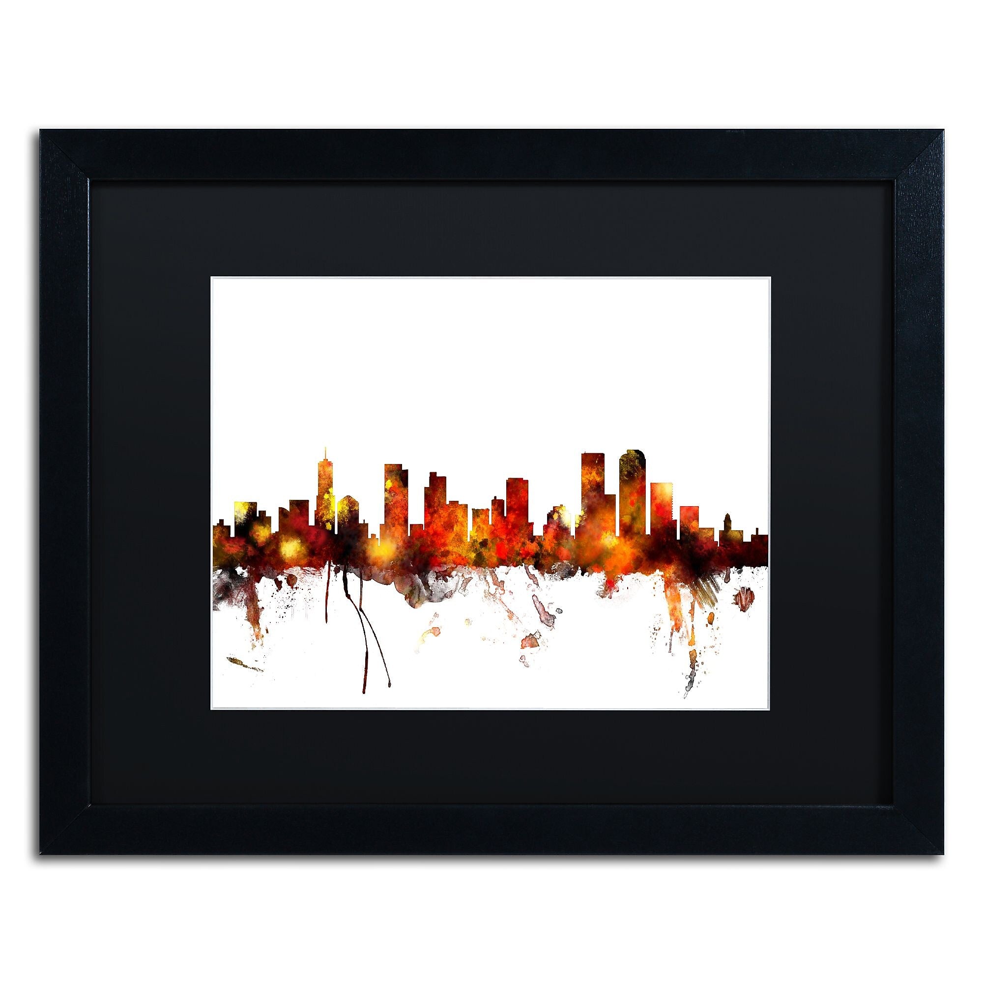 Trademark Fine Art ''Denver Colorado Skyline II'' by Michael Tompsett 16" x 20" Black Matted Black Frame (MT0799-B1620BMF)