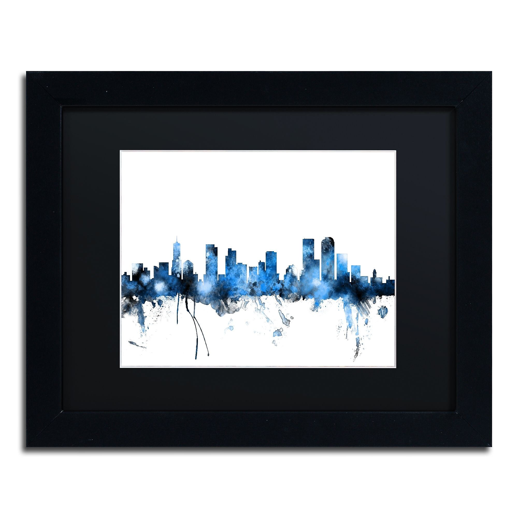 Trademark Fine Art ''Denver Colorado Skyline III'' by Michael Tompsett 11" x 14"Black Frame (MT0800-B1114BMF)