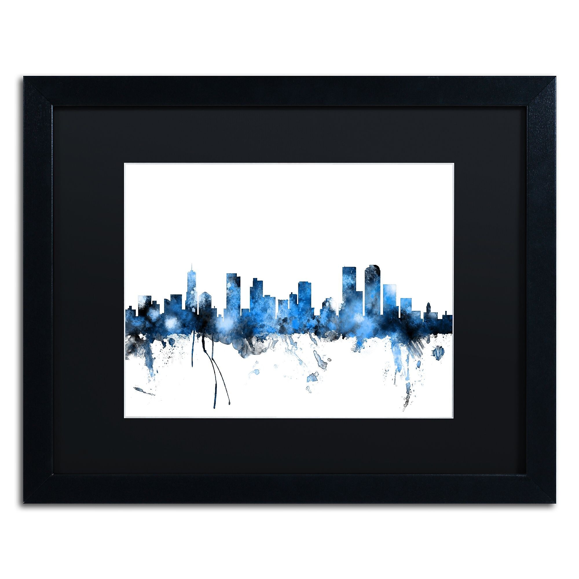 Trademark Fine Art ''Denver Colorado Skyline III'' by Michael Tompsett 16" x 20" Black Matted Black Frame (MT0800-B1620BMF)
