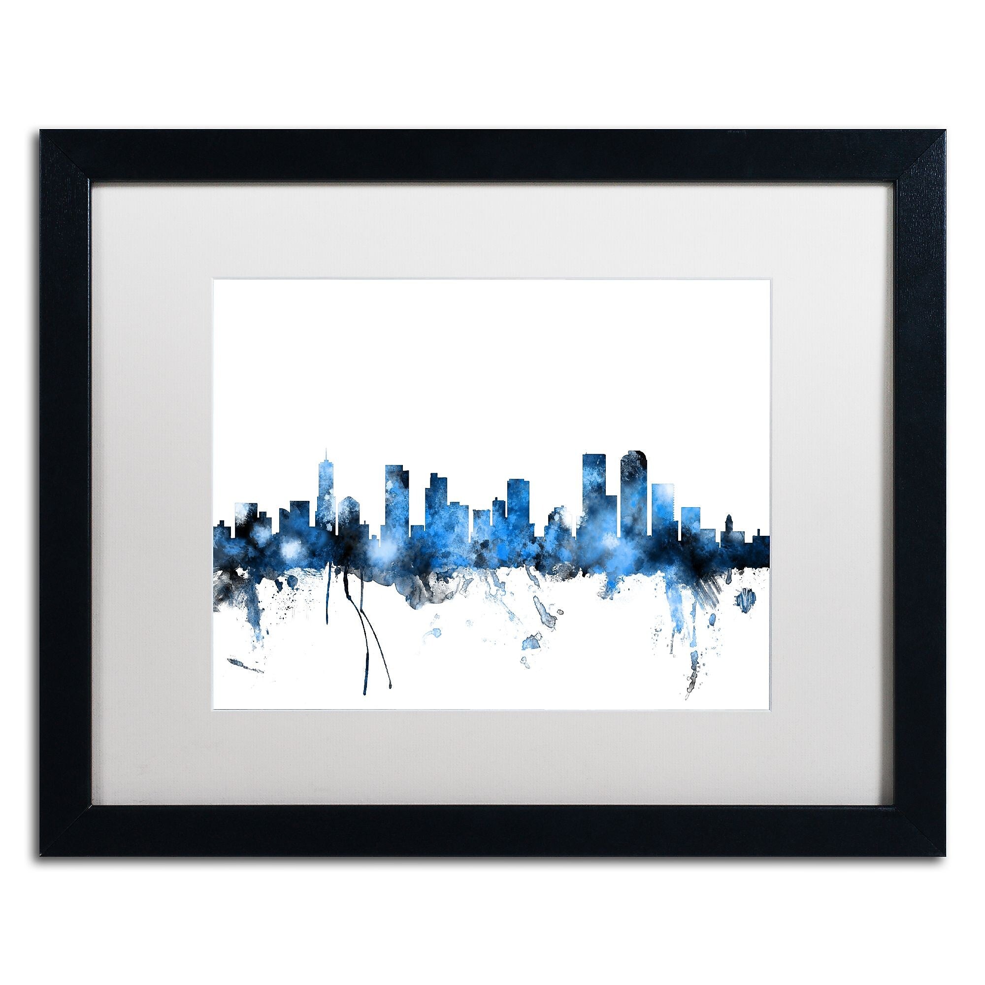 Trademark Fine Art ''Denver Colorado Skyline III'' by Michael Tompsett 16" x 20" White Matted Black Frame (MT0800-B1620MF)