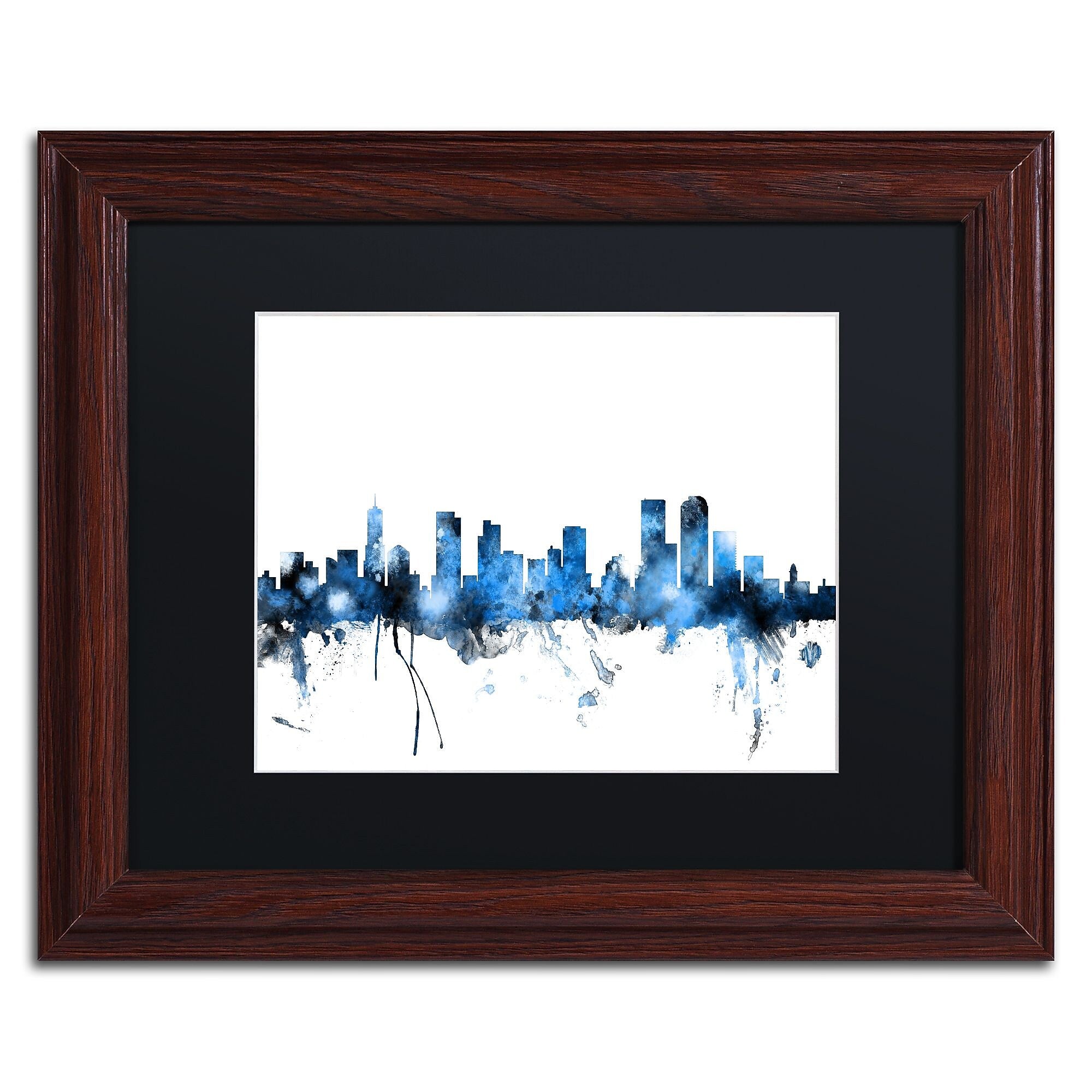 Trademark Fine Art ''Denver Colorado Skyline III'' by Michael Tompsett 11" x 14"Wood Frame (MT0800-W1114BMF)