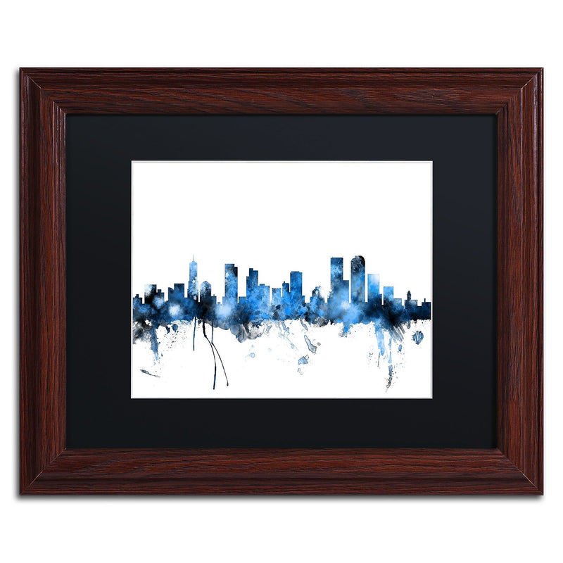 Trademark Fine Art ''Denver Colorado Skyline III'' by Michael Tompsett 11" x 14"Wood Frame (MT0800-W1114BMF)