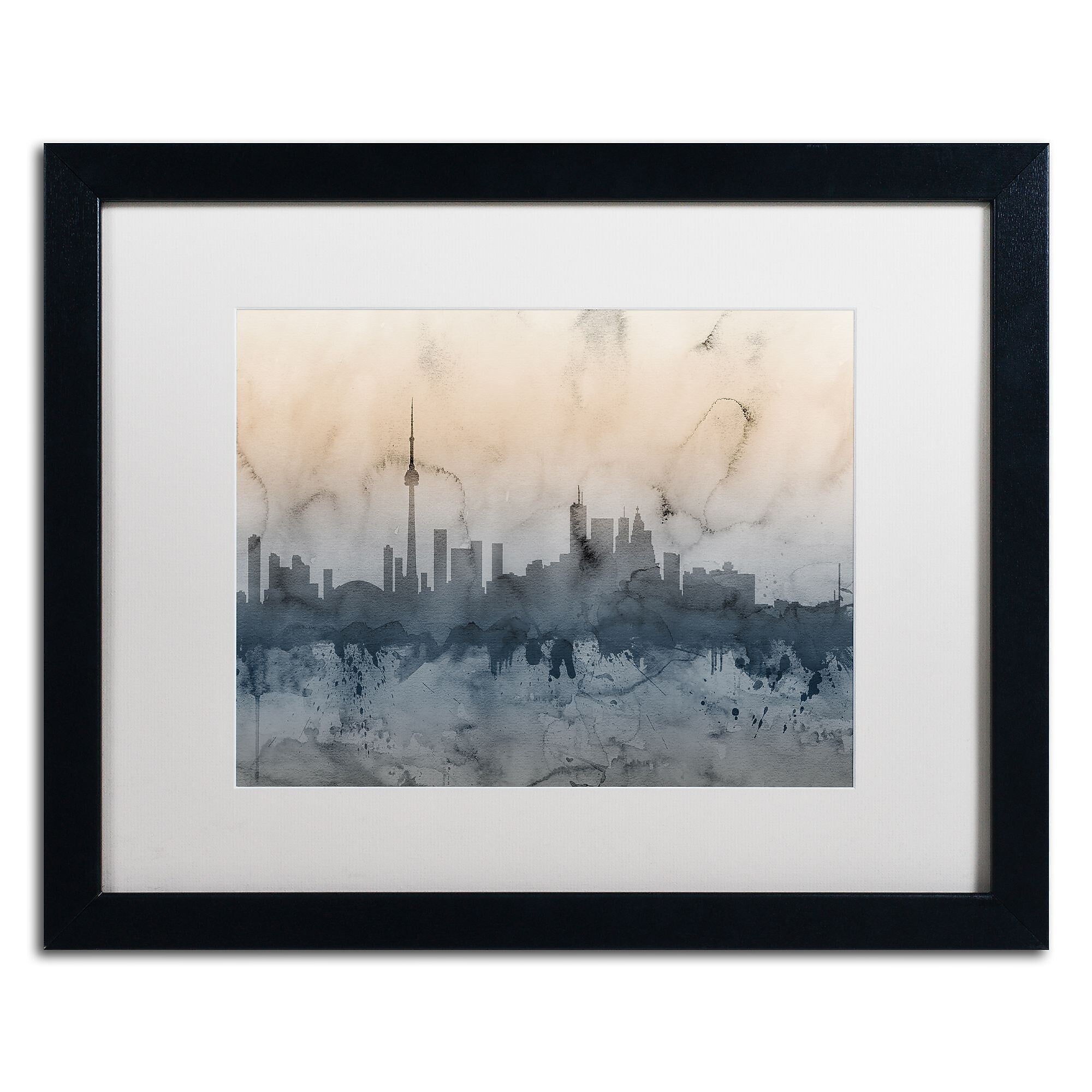 Trademark Fine Art ''Toronto Canada Skyline V'' by Michael Tompsett 16" x 20" White Matted Black Frame (MT0801-B1620MF)