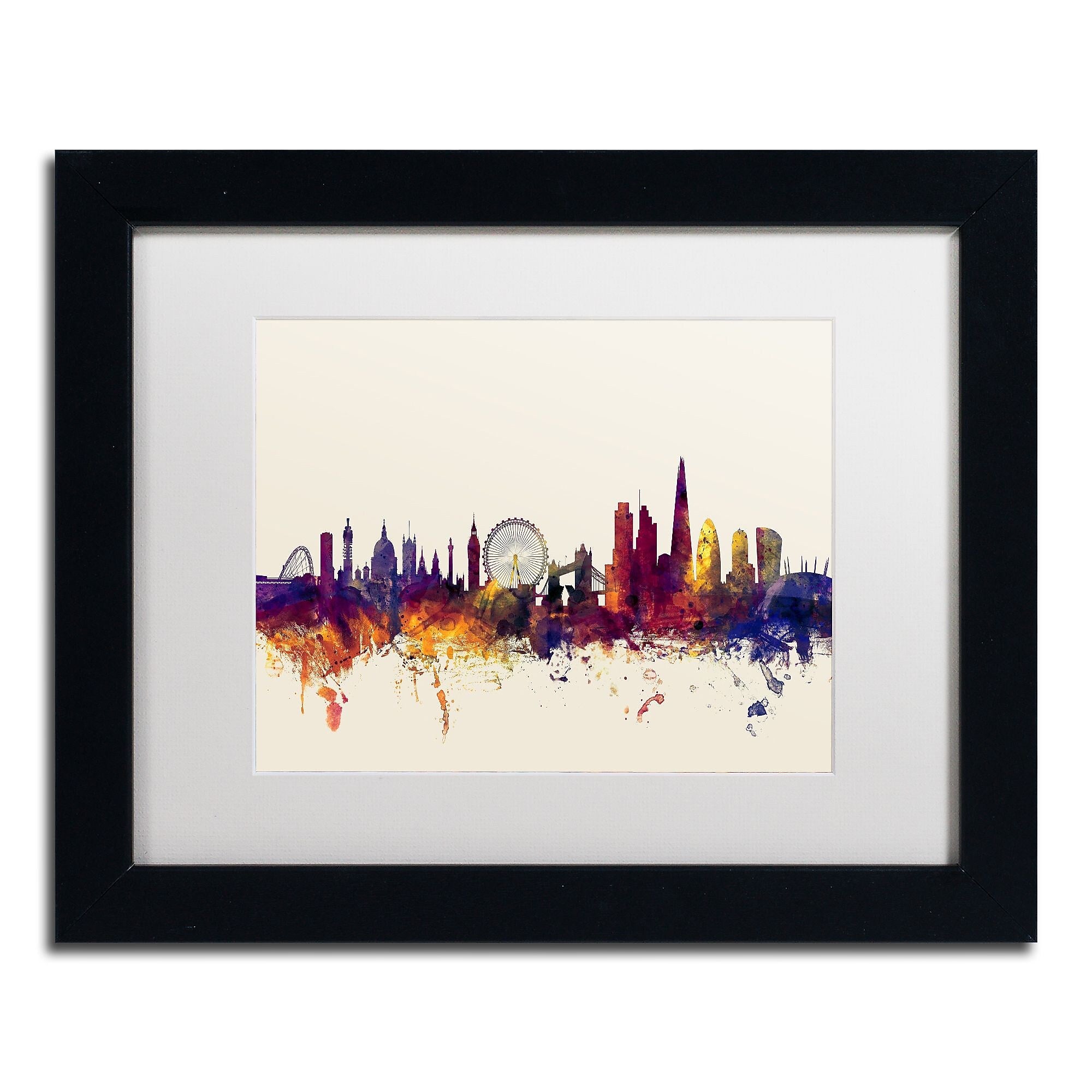 Trademark Fine Art ''London England Skyline III'' by Michael Tompsett 11" x 14" Black Frame (MT0802-B1114MF)