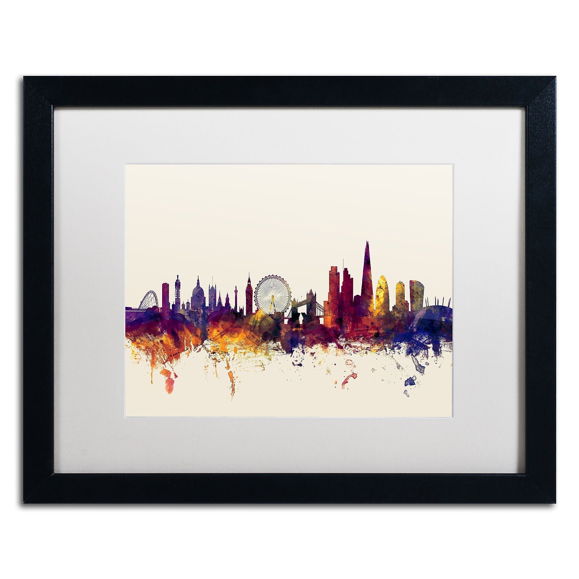 Trademark Fine Art ''London England Skyline III'' by Michael Tompsett 16" x 20" White Matted Black Frame (MT0802-B1620MF)