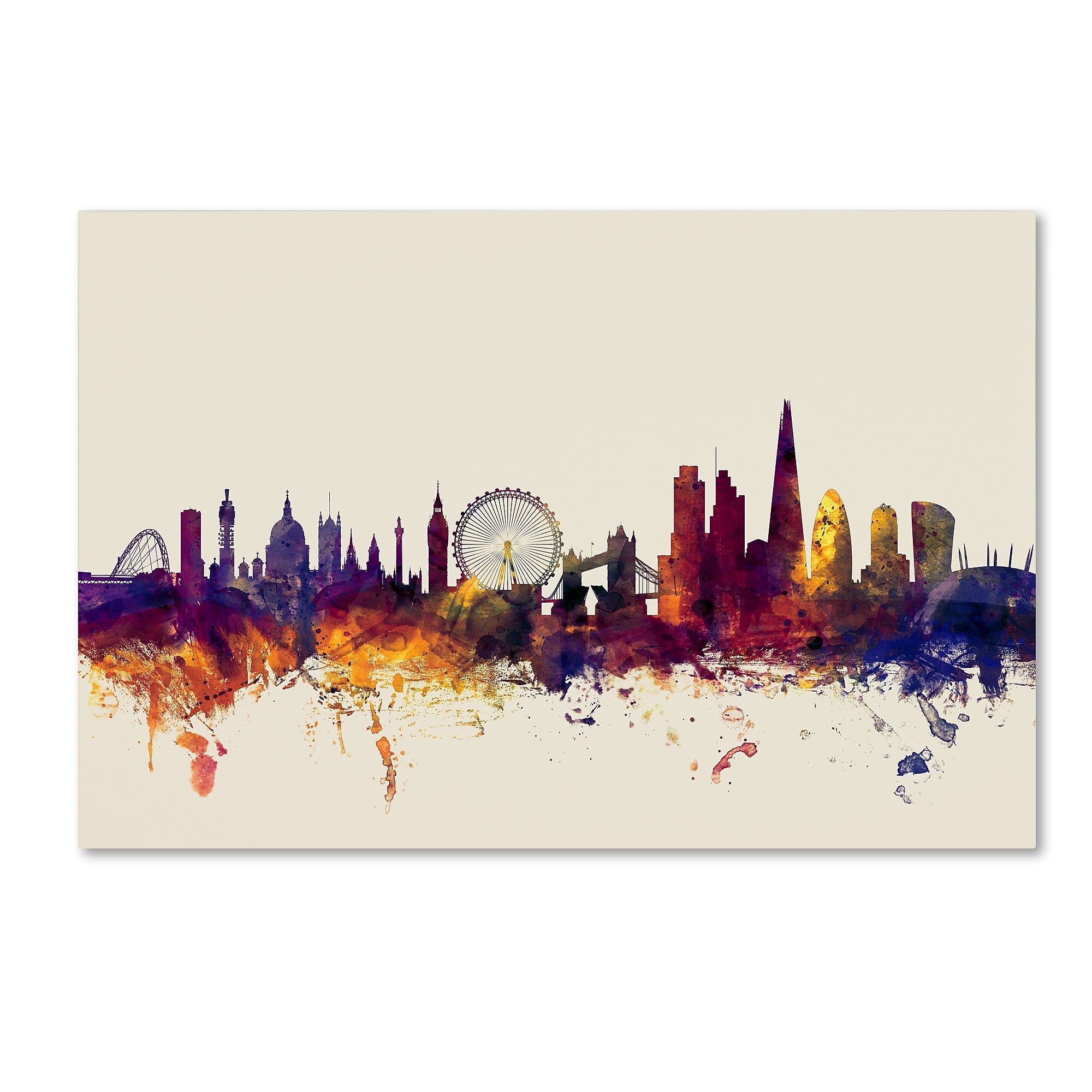 Trademark Fine Art ''London England Skyline'' by Michael Tompsett 30" x 47" Canvas Art (MT0802-C3047GG)