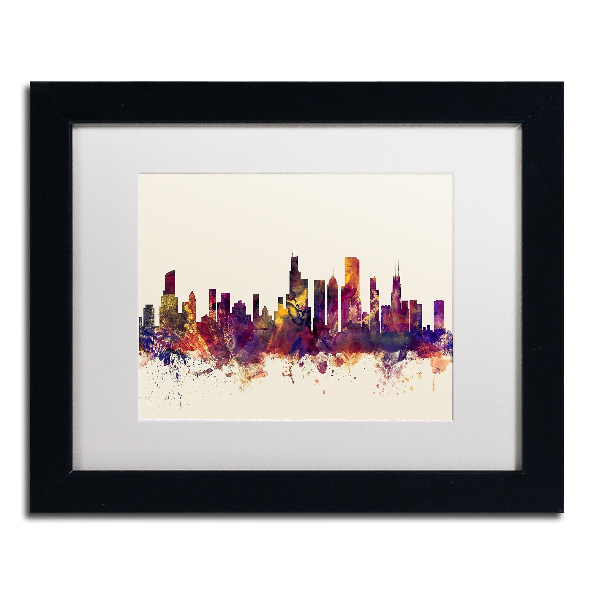 Trademark Fine Art ''Chicago Illinois Skyline VII'' by Michael Tompsett 11" x 14" Black Frame (MT0803-B1114MF)