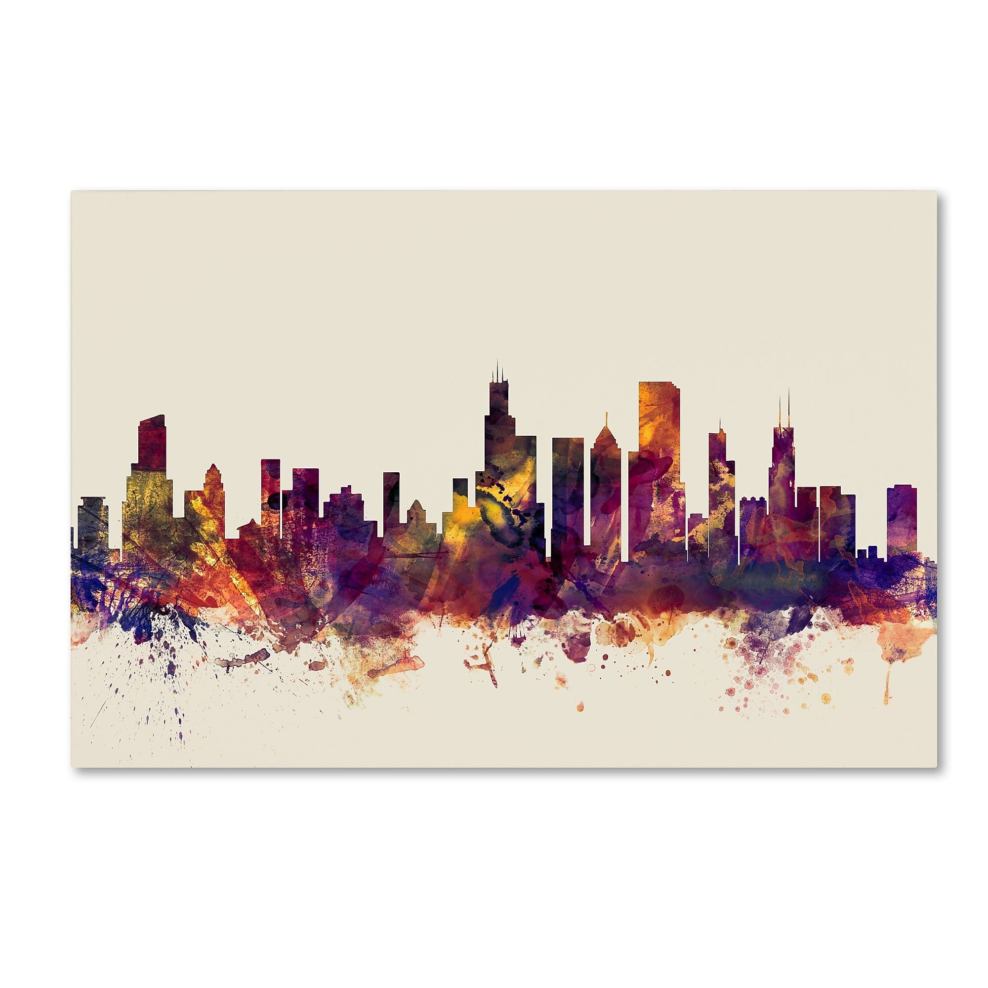 Trademark Fine Art ''Chicago Illinois Skyline'' by Michael Tompsett 30" x 47" Canvas Art (MT0803-C3047GG)