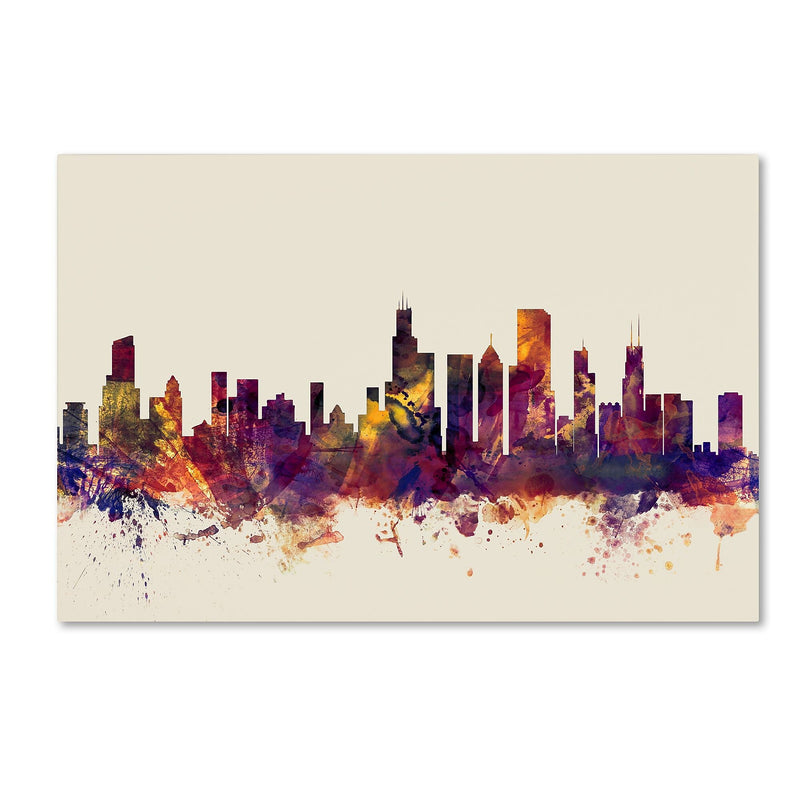 Trademark Fine Art ''Chicago Illinois Skyline'' by Michael Tompsett 30" x 47" Canvas Art (MT0803-C3047GG)