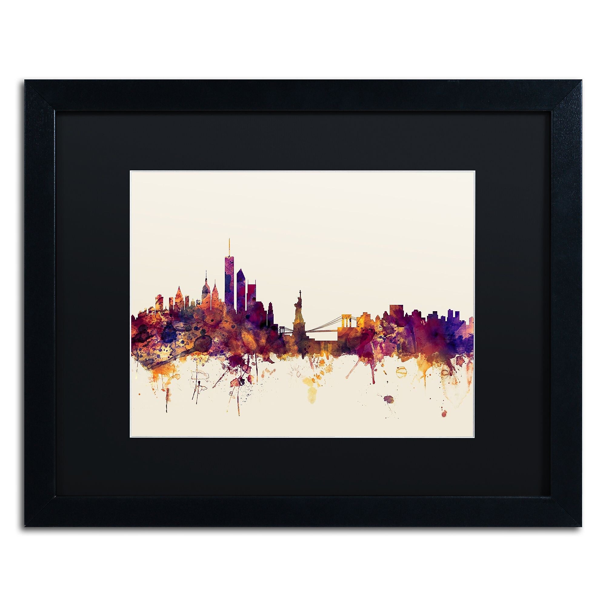 Trademark Fine Art ''New York Skyline IX'' by Michael Tompsett 16" x 20" Black Matted Black Frame (MT0804-B1620BMF)