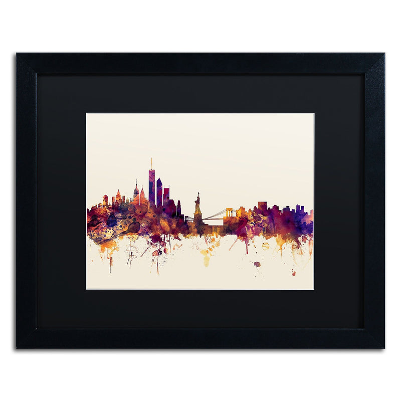 Trademark Fine Art ''New York Skyline IX'' by Michael Tompsett 16" x 20" Black Matted Black Frame (MT0804-B1620BMF)